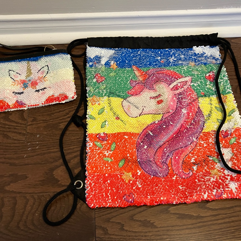 Colorful Unicorn Sequin Bag Set